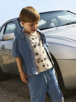 Peter Skjorte, Dark Blue Denim, 116 cm