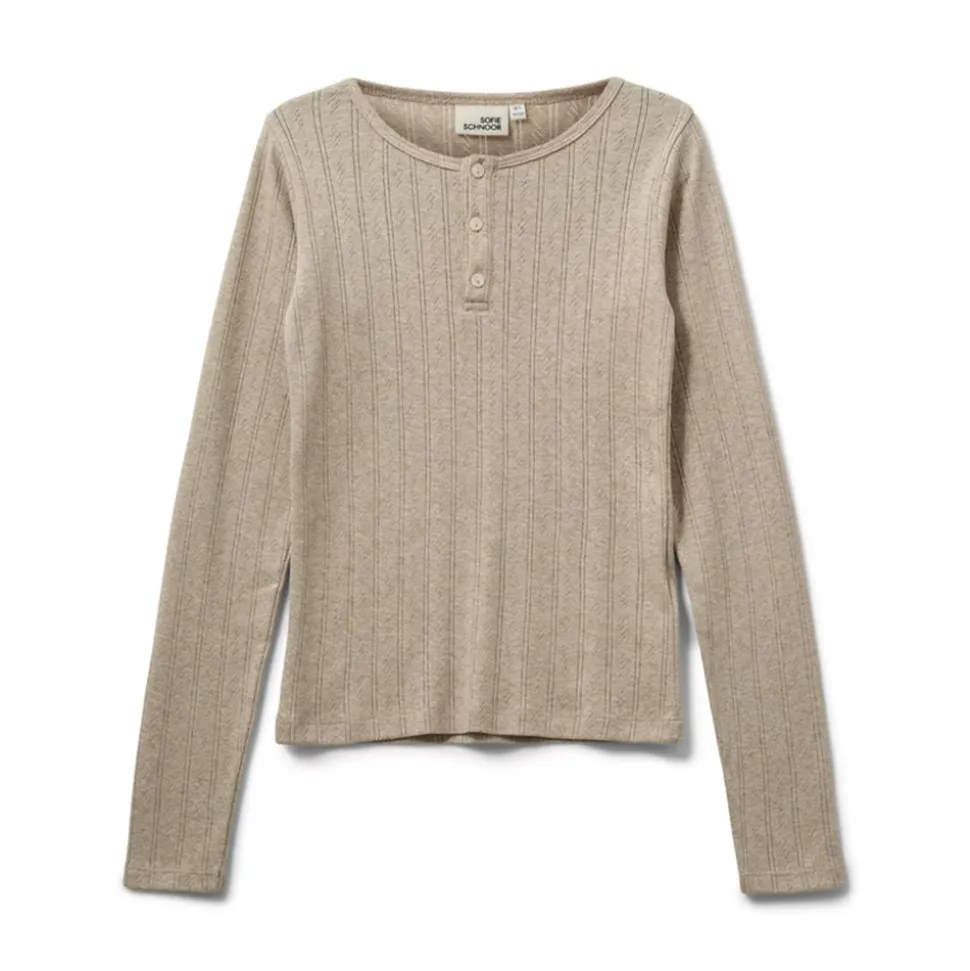 Petriciasy Pointelle T-shirt, Beige, 140 cm