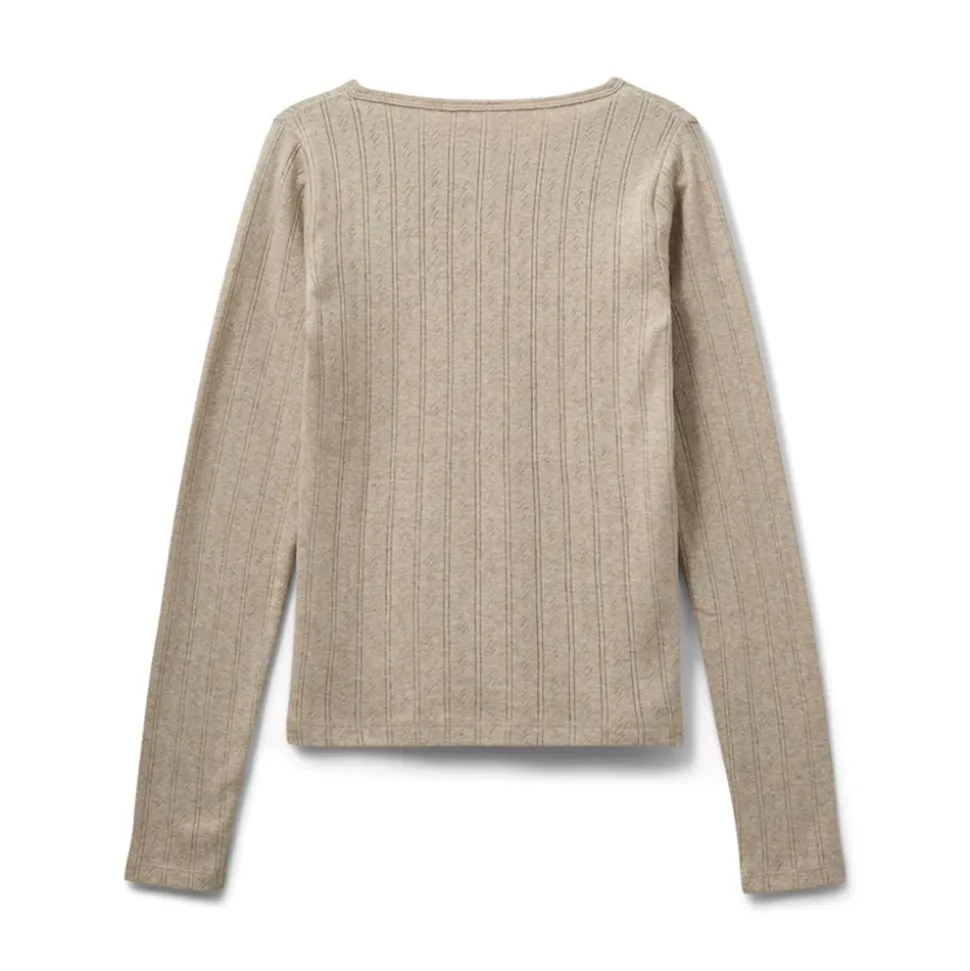 Petriciasy Pointelle T-shirt, Beige, 140 cm