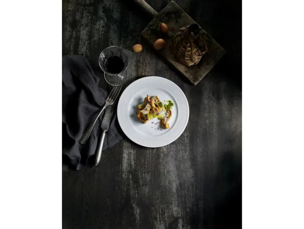 Plissé Tallerken, Hvid, Ø24 cm