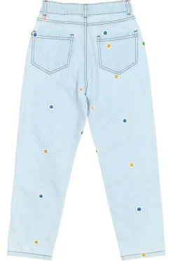 Porscha Mom Fit Jeans, Light Blue Denim EMB, 110-116 cm