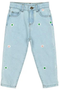 Portia Carrot Jeans, Light Blue Denim EMB, 110 cm