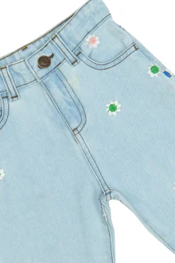 Portia Carrot Jeans, Light Blue Denim EMB, 110 cm