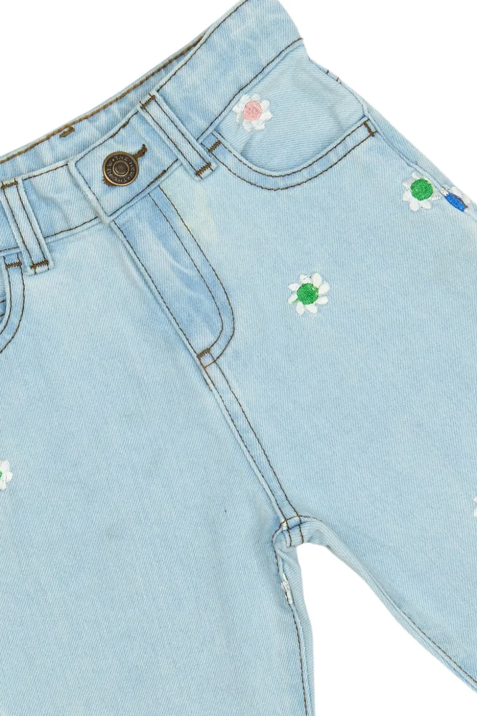 Portia Carrot Jeans, Light Blue Denim EMB, 110 cm