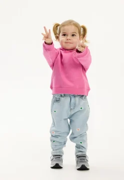 Portia Carrot Jeans, Light Blue Denim EMB, 110 cm