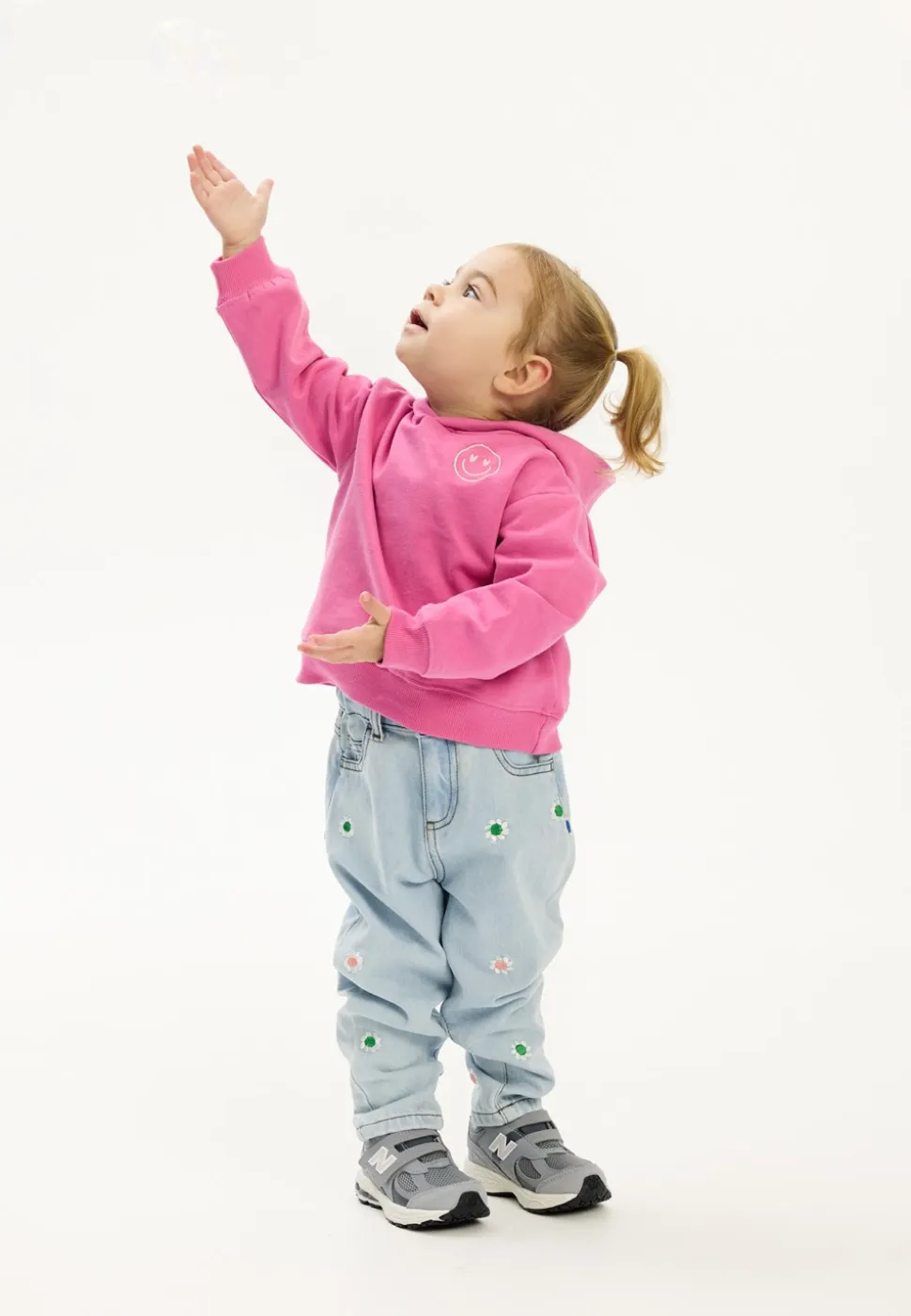 Portia Carrot Jeans, Light Blue Denim EMB, 110 cm