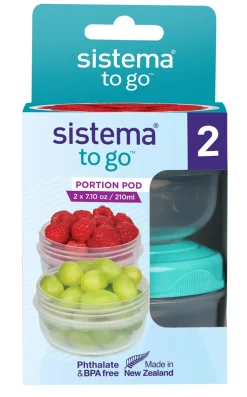 Portion Pod To Go 2-pak Opbevaringsbøtte, Multi, 210 ml