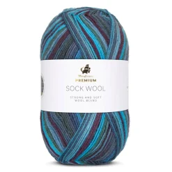 Premium Sock Wool Ocean Garn, 001 Atlanterhavet, 100 g