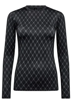 Printed Bluse, Black/Grey, S