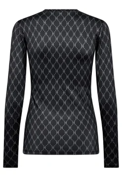 Printed Bluse, Black/Grey, S