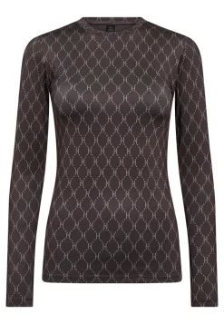 Printed Bluse, Brown/Light Brown, M