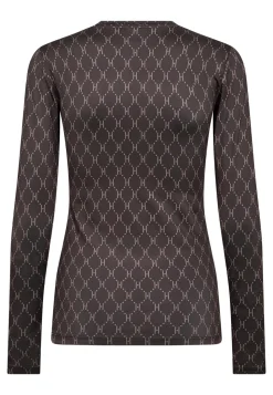 Printed Bluse, Brown/Light Brown, M