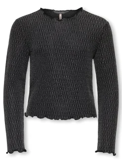 Queen Glitter Bluse, Black Lurex Silver/Harlekin, 158-164 cm