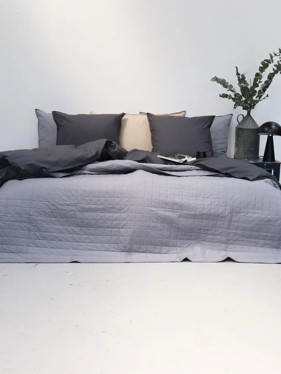 Quiltet Percale Sengetæppe, Grå, 260x260 cm