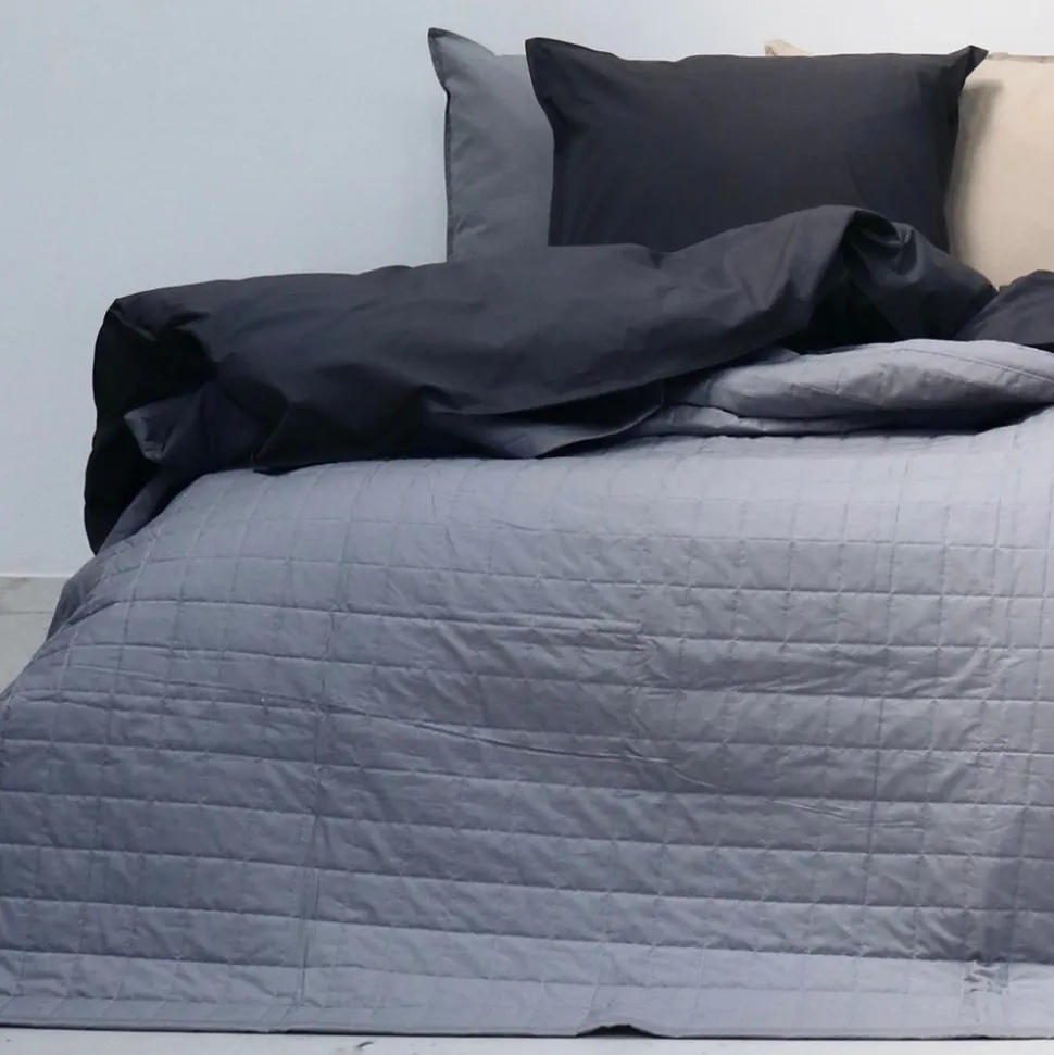 Quiltet Percale Sengetæppe, Grå, 260x260 cm