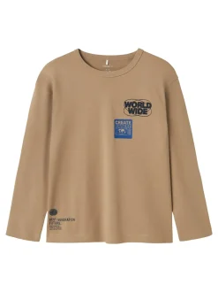 Ramla Langærmet T-shirt, Weathered Teak, 146-152 cm