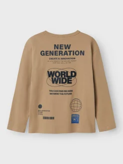 Ramla Langærmet T-shirt, Weathered Teak, 146-152 cm