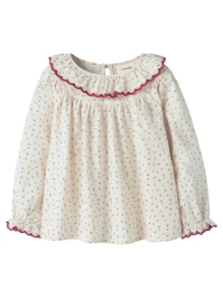 Rasia Loose Bluse, Turtledove Red Dahlia, 116 cm