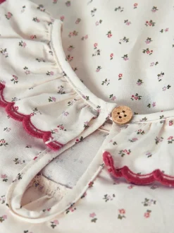 Rasia Loose Bluse, Turtledove Red Dahlia, 116 cm