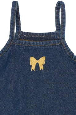 Raya Strap Denim Kjole, Medium Blue Denim, 110 cm