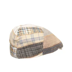 Rebel Linen Flatcap, Beige Patchwork, XL