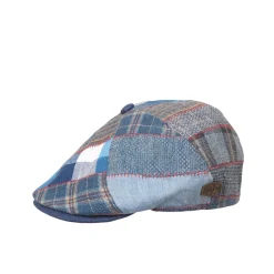 Rebel Linen Flatcap, Blue Patchwork, L