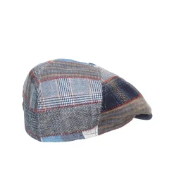 Rebel Linen Flatcap, Blue Patchwork, L