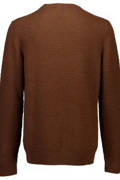 Recycle Structure O-Neck Striktrøje, Brown, M