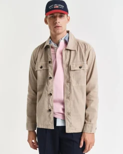 Reg Cot/Linen Overshirt, Dry Sand, XL