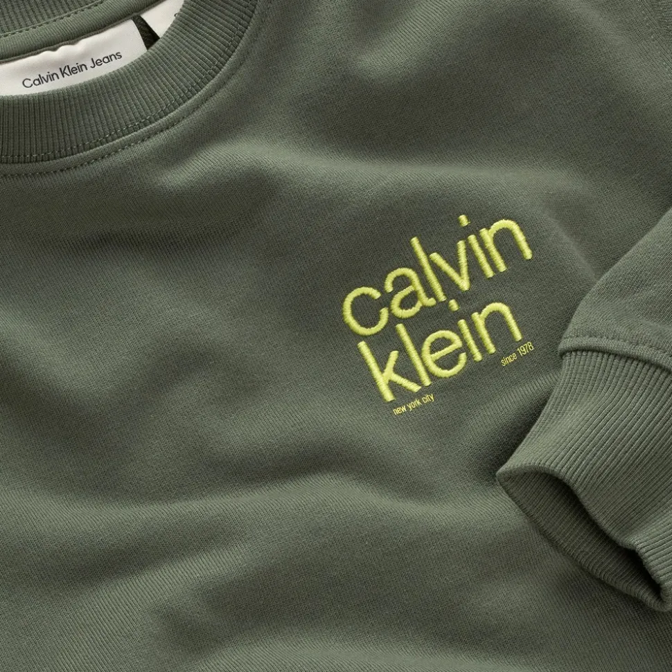 Relaxed Back Print Sweatshirt, Thyme, 152 cm