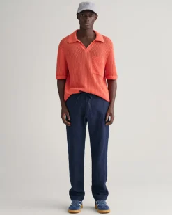 Relaxed Fit Hørbukser, Marine, S