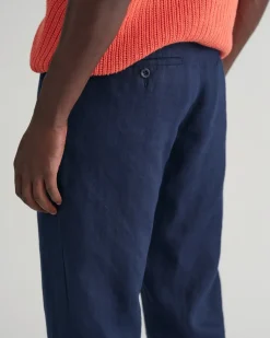 Relaxed Fit Hørbukser, Marine, S