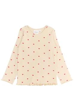 Rhea Rib Bluse, Gardenia AOP, 104 cm