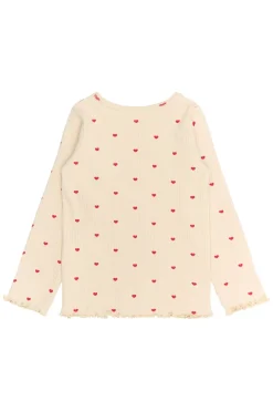 Rhea Rib Bluse, Gardenia AOP, 104 cm