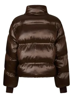 Rhea Shiny Puffer Jakke, Dark Brown, 34
