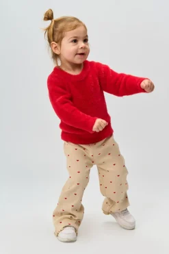 Rhea Wide Rib Bukser, Gardenia AOP, 104 cm