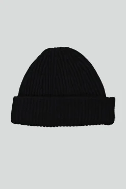 Rib Beanie, Black, One size