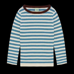 Rib Bluse, Ecru/Sea, 130 cm