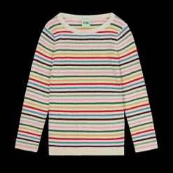 Rib Bluse, Multi Stripe, 130 cm