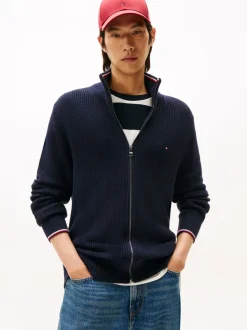 Rib Zip Through Cardigan, Desert Sky, 3XL