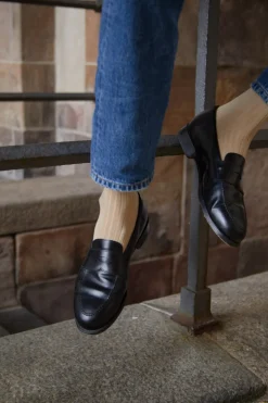 Ribbed Cotton Strømper, Beige, 43-46