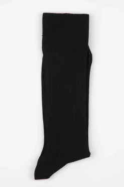 Ribbed Cotton Strømper, Black, 43-46