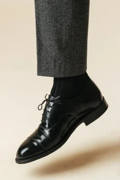 Ribbed Cotton Strømper, Black, 43-46