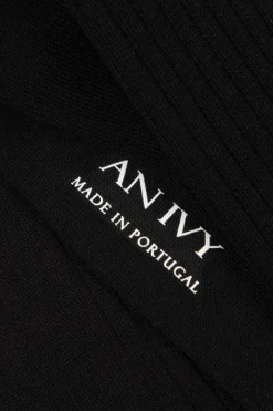 Ribbed Cotton Strømper, Black, 43-46