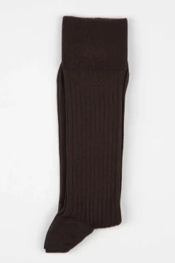 Ribbed Cotton Strømper, Brown, 43-46