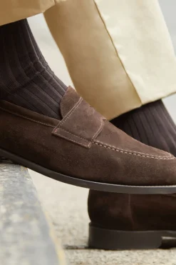 Ribbed Cotton Strømper, Brown, 43-46