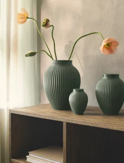 Riflet Vase, Mat Celadon Green