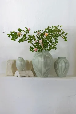 Riflet Vase, Mintgrøn, H12,5 cm