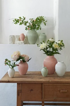 Riflet Vase, Mintgrøn, H12,5 cm