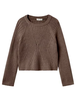 Rikine Short Striktrøje, Coffee Quartz, 122-128 cm